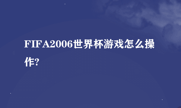 FIFA2006世界杯游戏怎么操作?