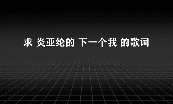 求 炎亚纶的 下一个我 的歌词