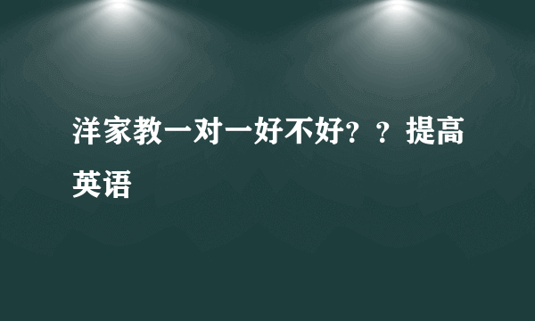 洋家教一对一好不好？？提高英语