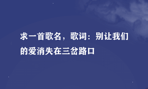 求一首歌名，歌词：别让我们的爱消失在三岔路口