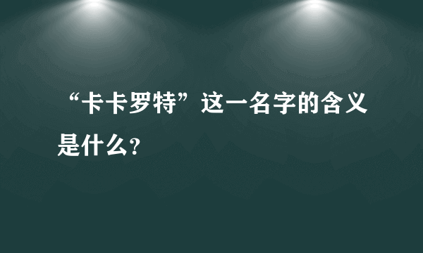 “卡卡罗特”这一名字的含义是什么？