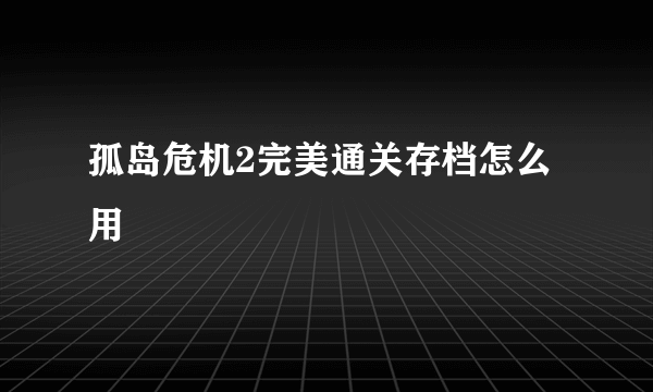 孤岛危机2完美通关存档怎么用