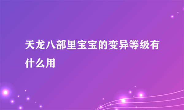 天龙八部里宝宝的变异等级有什么用