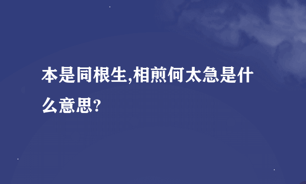 本是同根生,相煎何太急是什么意思?