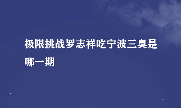 极限挑战罗志祥吃宁波三臭是哪一期