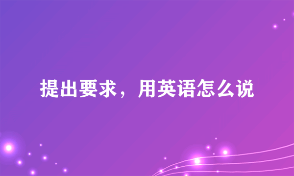 提出要求，用英语怎么说