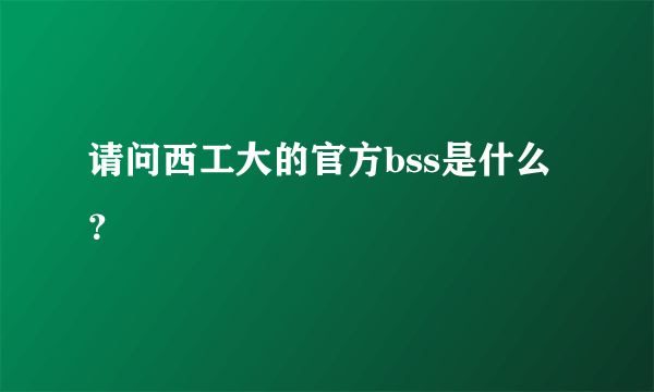 请问西工大的官方bss是什么？