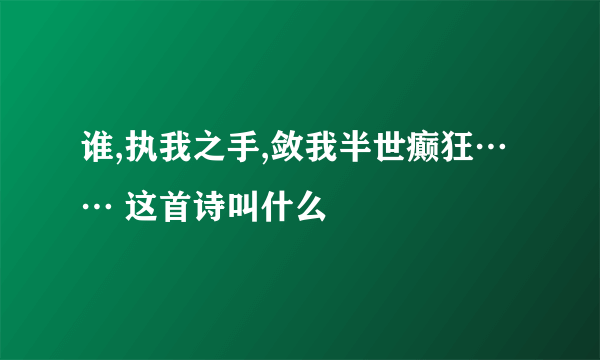 谁,执我之手,敛我半世癫狂…… 这首诗叫什么