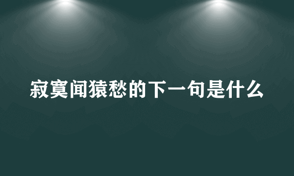 寂寞闻猿愁的下一句是什么