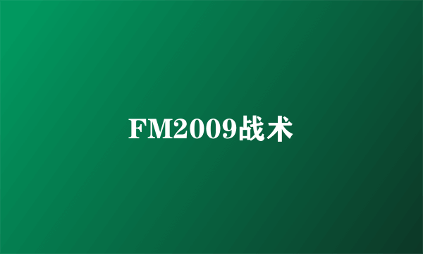 FM2009战术