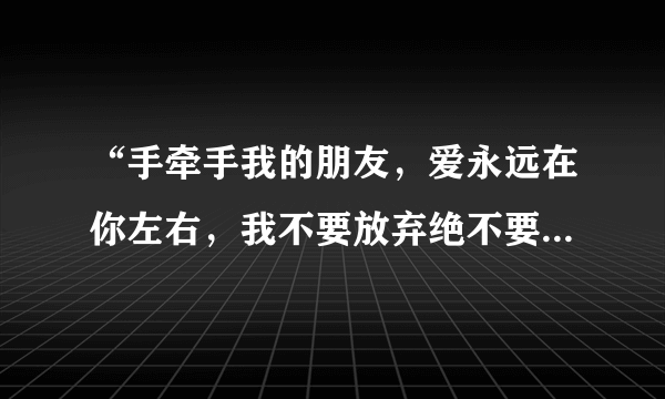 “手牵手我的朋友，爱永远在你左右，我不要放弃绝不要放弃````”这首歌的名字