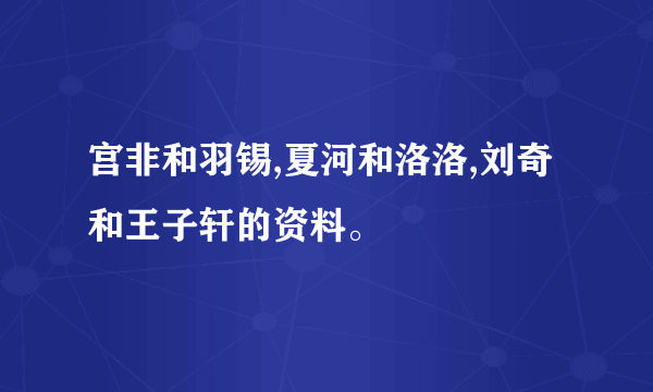 宫非和羽锡,夏河和洛洛,刘奇和王子轩的资料。