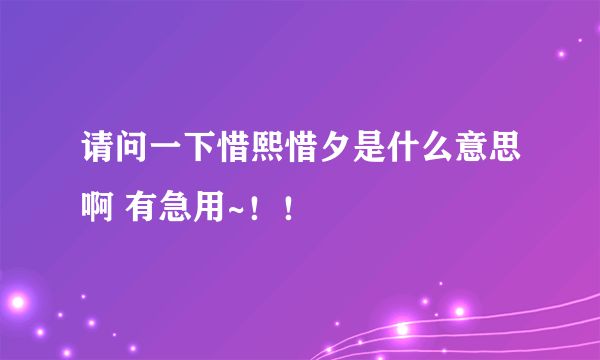 请问一下惜熙惜夕是什么意思啊 有急用~！！