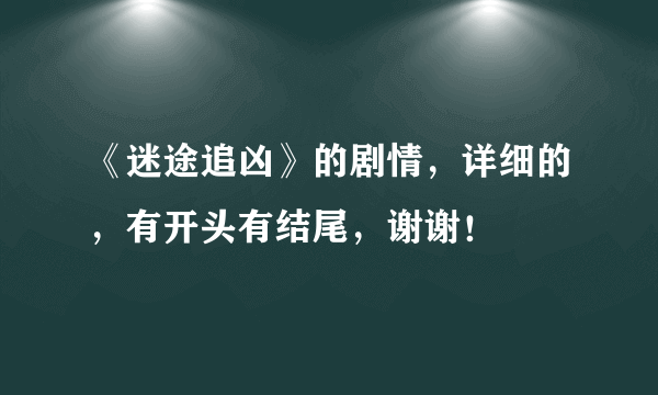 《迷途追凶》的剧情，详细的，有开头有结尾，谢谢！