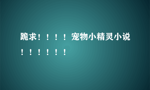 跪求！！！！宠物小精灵小说！！！！！！