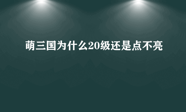 萌三国为什么20级还是点不亮