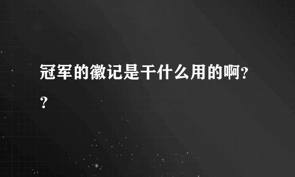 冠军的徽记是干什么用的啊？？