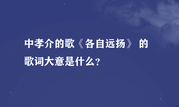 中孝介的歌《各自远扬》 的歌词大意是什么？