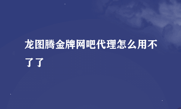 龙图腾金牌网吧代理怎么用不了了