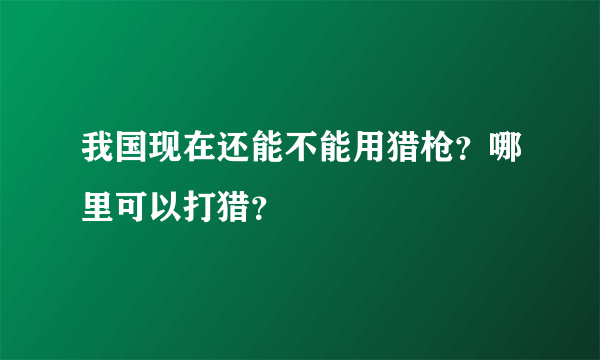 我国现在还能不能用猎枪？哪里可以打猎？