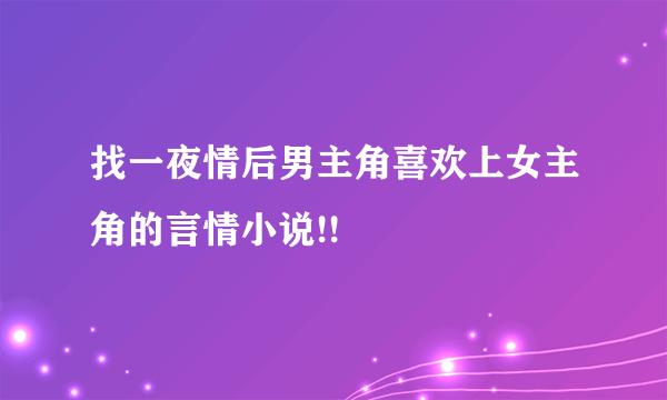 找一夜情后男主角喜欢上女主角的言情小说!!