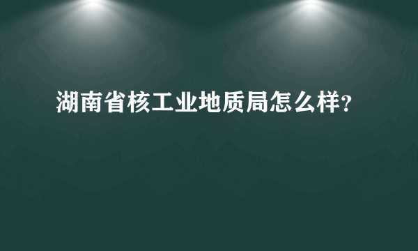 湖南省核工业地质局怎么样？