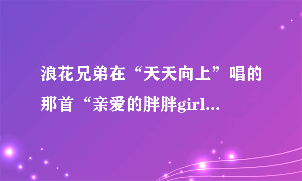 浪花兄弟在“天天向上”唱的那首“亲爱的胖胖girl”歌名叫做什么呢