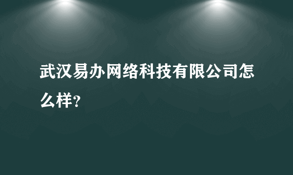 武汉易办网络科技有限公司怎么样？