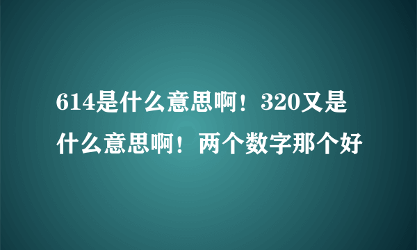 614是什么意思啊！320又是什么意思啊！两个数字那个好