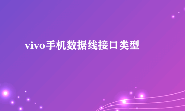 vivo手机数据线接口类型