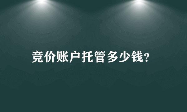 竞价账户托管多少钱？