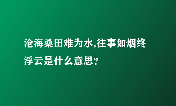 沧海桑田难为水,往事如烟终浮云是什么意思？