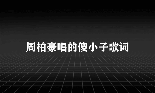 周柏豪唱的傻小子歌词