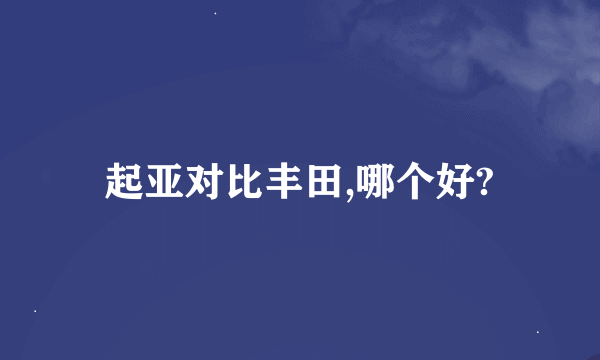 起亚对比丰田,哪个好?