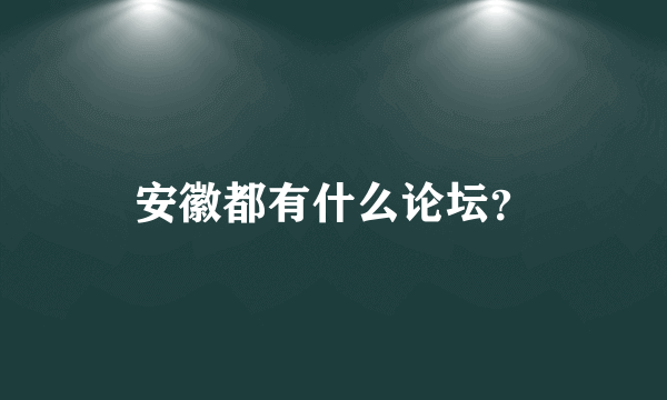 安徽都有什么论坛？