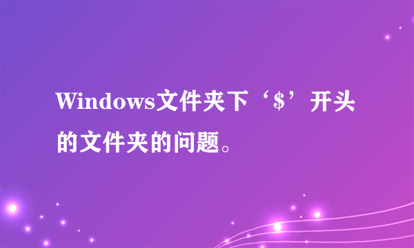 Windows文件夹下‘$’开头的文件夹的问题。