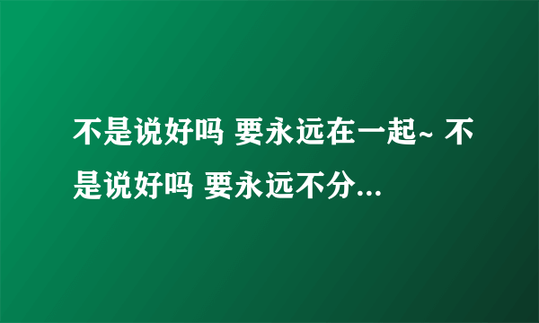 不是说好吗 要永远在一起~ 不是说好吗 要永远不分离~是哪首歌的歌词