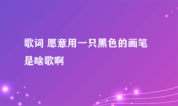 歌词 愿意用一只黑色的画笔 是啥歌啊