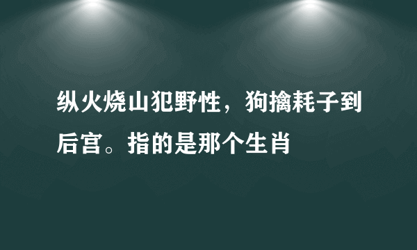 纵火烧山犯野性，狗擒耗子到后宫。指的是那个生肖