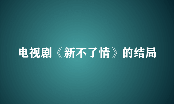 电视剧《新不了情》的结局