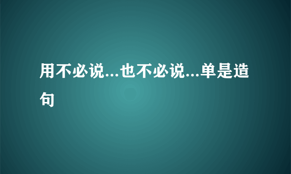 用不必说...也不必说...单是造句