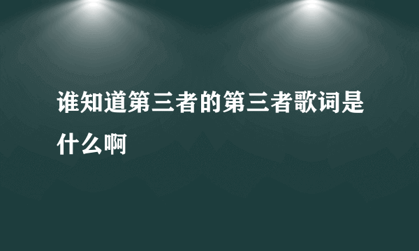 谁知道第三者的第三者歌词是什么啊