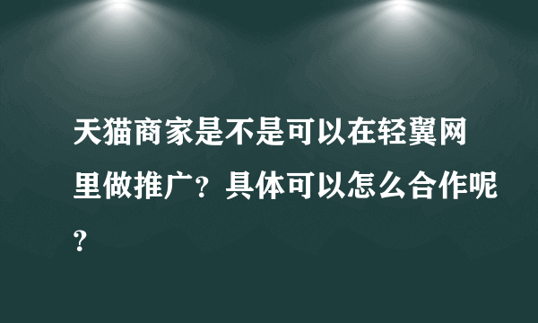 天猫商家是不是可以在轻翼网里做推广？具体可以怎么合作呢？