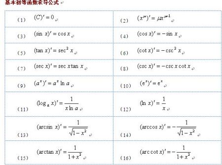 导数公式是什么？