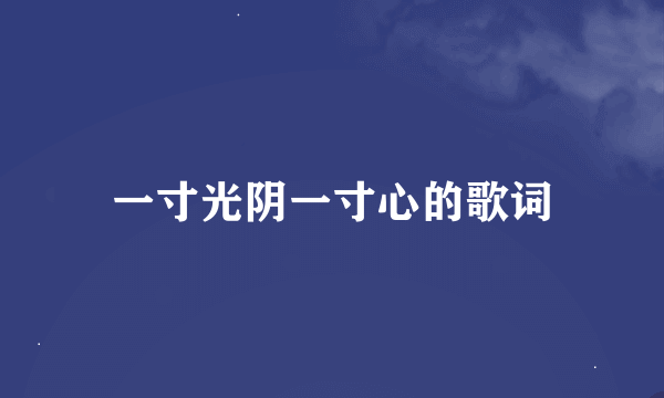 一寸光阴一寸心的歌词