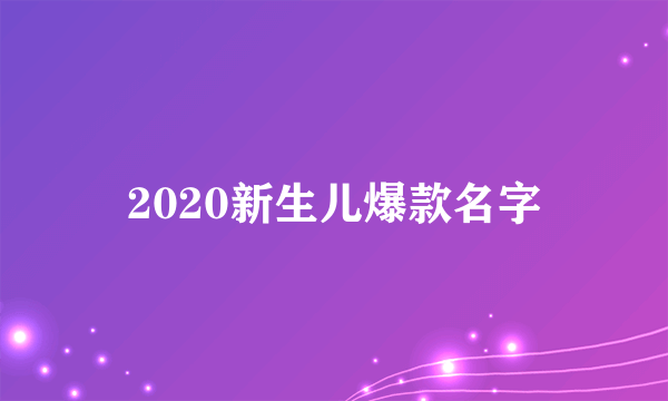 2020新生儿爆款名字