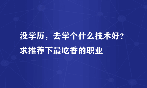 没学历，去学个什么技术好？求推荐下最吃香的职业