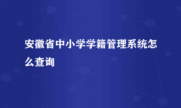 安徽省中小学学籍管理系统怎么查询