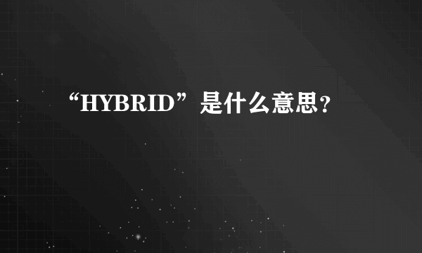 “HYBRID”是什么意思？