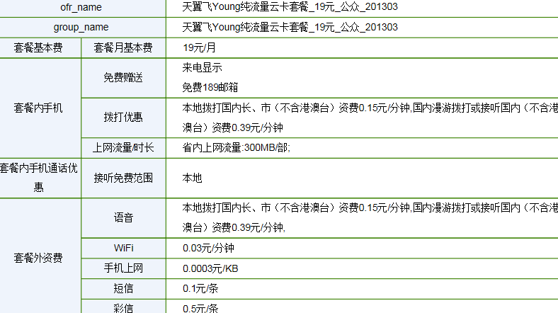 飞Young纯流量_19元套餐具体内容是？